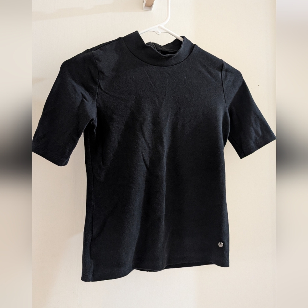 Abercrombie & Fitch Black Mock neck Short Sleeve Top Size XS